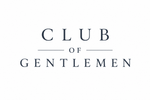 The logo for Club of Gentlemen, featuring the text 'CLUB OF GENTLEMEN' in a dark navy blue serif typeface, centered on a solid white background.